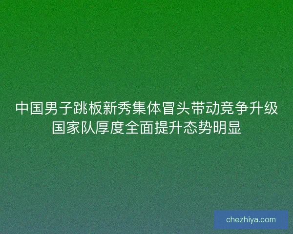 中国男子跳板新秀集体冒头带动竞争升级国家队厚度全面提升态势明显